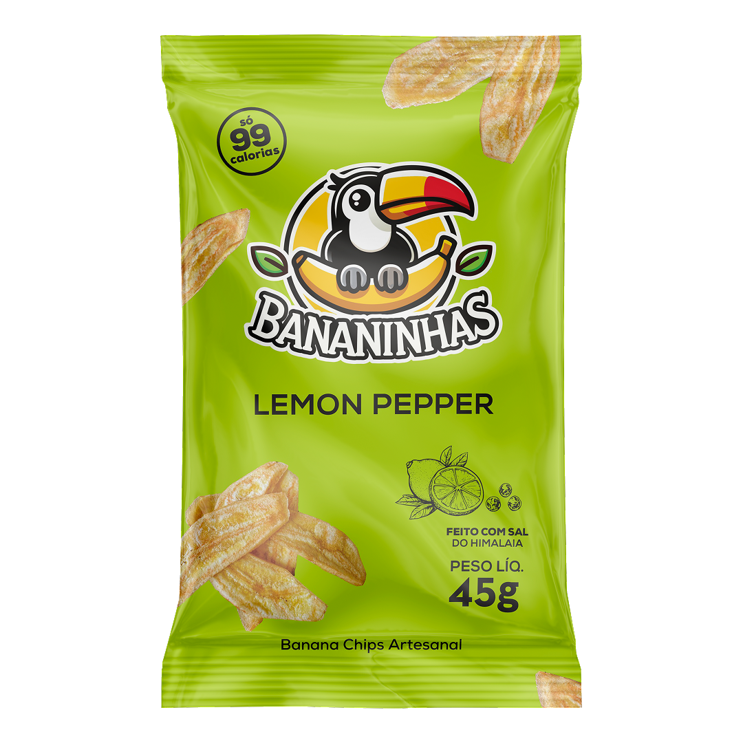 Verpakking Bananinhas bananenchips smaak Lemon Pepper