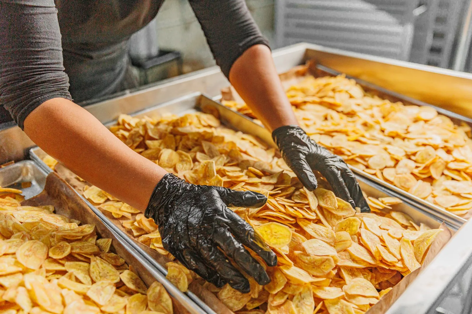 Pas geproduceerde bananenchips
